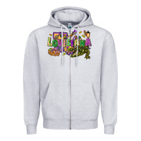 Heather Grey Louisiana Mardi Gras Zipper Hoodie - FaDigitalArtStudio