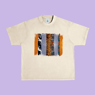 Western Cowhide Glitter Aztec Leopard Pattern Brushstroke Urban Heavy Tee Designed By Bettercallsaul