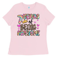 Bubblegum Pink 7 years of being awesome Ladies Tee - MaliasSmallBusiness