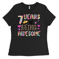 Black 7 years of being awesome Ladies Tee - MaliasSmallBusiness