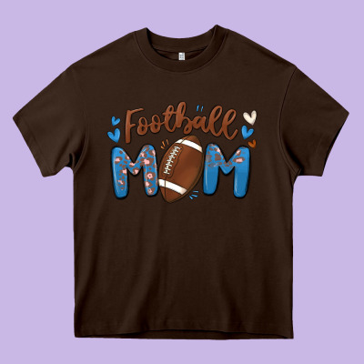 Football Mom Heavy Core Tee Designed By Maliassmallbusiness