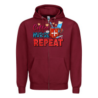 Burgundy Coffee Nurse Repeat Zipper Hoodie - FaDigitalArtStudio