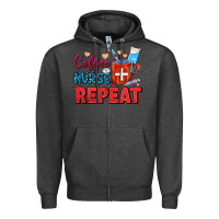 Charcoal Heather Coffee Nurse Repeat Zipper Hoodie - FaDigitalArtStudio