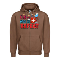 Chestnut Coffee Nurse Repeat Zipper Hoodie - FaDigitalArtStudio