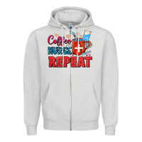Dove Grey Coffee Nurse Repeat Zipper Hoodie - FaDigitalArtStudio