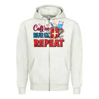 Oatmeal Heather Coffee Nurse Repeat Zipper Hoodie - FaDigitalArtStudio