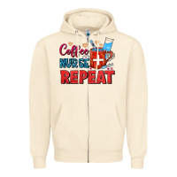 Sandshell Coffee Nurse Repeat Zipper Hoodie - FaDigitalArtStudio