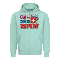 Seafoam Coffee Nurse Repeat Zipper Hoodie - FaDigitalArtStudio