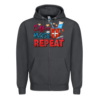 Smoke Coffee Nurse Repeat Zipper Hoodie - FaDigitalArtStudio