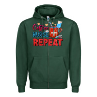 Sports Green Coffee Nurse Repeat Zipper Hoodie - FaDigitalArtStudio