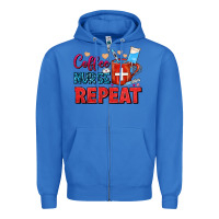 True Royal Coffee Nurse Repeat Zipper Hoodie - FaDigitalArtStudio