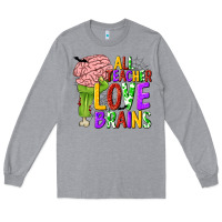 Heather Grey All Teacher Love Brains Long Sleeve Tee - texasbilliewilder