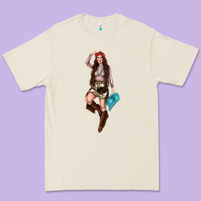 Western Cowgirl Premium Tee Designed By Nancycooperartshop