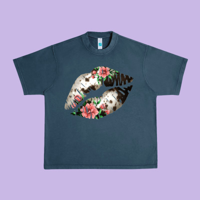 Cowhide And Flowers Lips Urban Heavy Tee Designed By Bettercallsaul