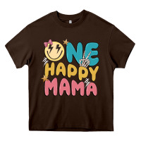 Chocolate Brown one happy mama Heavy Core Tee - MaliasSmallBusiness