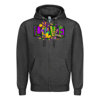 Charcoal Heather mardi gras love Zipper Hoodie - FaDigitalArtStudio