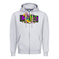 Heather Grey mardi gras love Zipper Hoodie - FaDigitalArtStudio