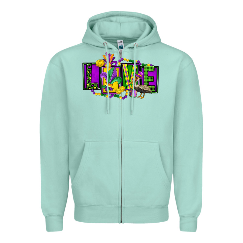 Mardi Gras Love Zipper Hoodie by FaDigitalArtStudio | Teevron
