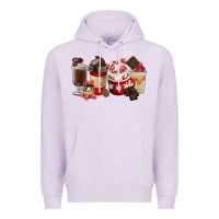 Lilac Chocolate Love Coffee Cups Premium Hoodie - FaDigitalArtStudio