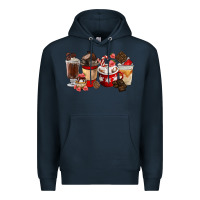 Navy Chocolate Love Coffee Cups Premium Hoodie - FaDigitalArtStudio