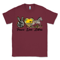 Burgundy peace love zebra Classic Tee - LillyAllenDesigns