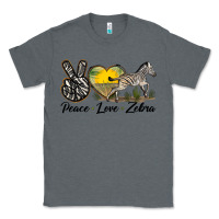 Charcoal Heather peace love zebra Classic Tee - LillyAllenDesigns