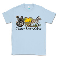 Dusty Blue peace love zebra Classic Tee - LillyAllenDesigns