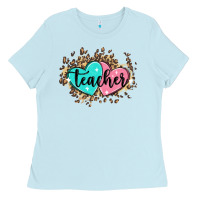 Baby Blue heart teacher Ladies Tee - MaliasSmallBusiness
