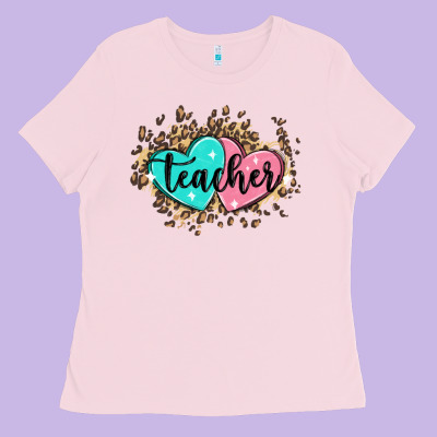 Heart Teacher Ladies Tee Designed By Maliassmallbusiness