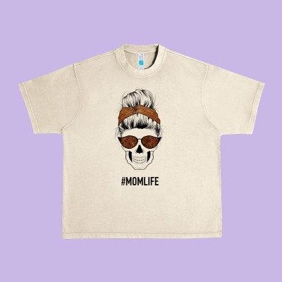 Brown Glitter, Western Vintage Patterned Mom Skull Urban Heavy Tee Designed By Bettercallsaul