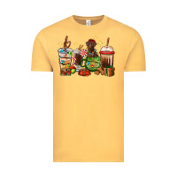 Vintage Mustard Christmas coffee cups with Labrador Vintage Tee - RanaPortraitStore