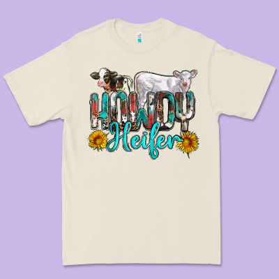 Western Howdy Heifer Premium Tee Designed By Nancycooperartshop