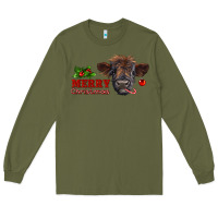 Army Green Merry Christmas Calf Long Sleeve Tee - RanaPortraitStore