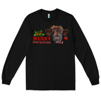 Black Merry Christmas Calf Long Sleeve Tee - RanaPortraitStore