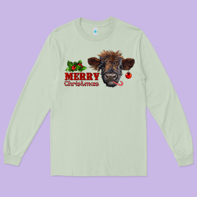 Merry Christmas Calf Long Sleeve Tee Designed By Ranaportraitstore