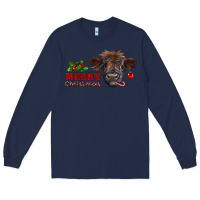 Navy Merry Christmas Calf Long Sleeve Tee - RanaPortraitStore