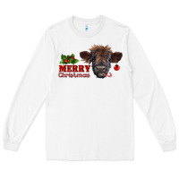White Merry Christmas Calf Long Sleeve Tee - RanaPortraitStore