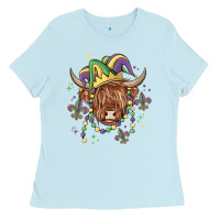 Baby Blue mardi gras cow Ladies Tee - MaliasSmallBusiness