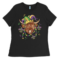 Black mardi gras cow Ladies Tee - MaliasSmallBusiness