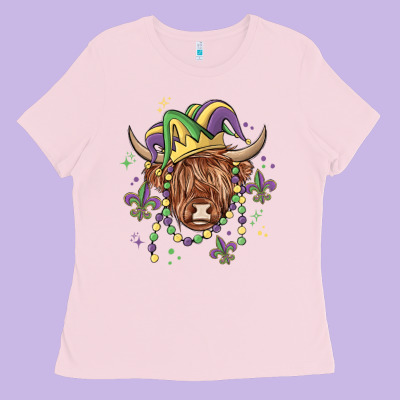 Mardi Gras Cow Ladies Tee Designed By Maliassmallbusiness