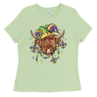 Matcha mardi gras cow Ladies Tee - MaliasSmallBusiness