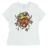 White mardi gras cow Ladies Tee - MaliasSmallBusiness