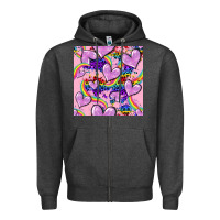 Charcoal Heather pride heart seamless pattern Zipper Hoodie - FaDigitalArtStudio