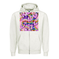 Oatmeal Heather pride heart seamless pattern Zipper Hoodie - FaDigitalArtStudio