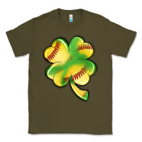 Army Green st. patrick's day clover softball Classic Tee - Artiststas