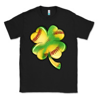 Black st. patrick's day clover softball Classic Tee - Artiststas