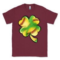 Burgundy st. patrick's day clover softball Classic Tee - Artiststas