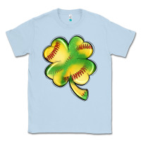 Dusty Blue st. patrick's day clover softball Classic Tee - Artiststas