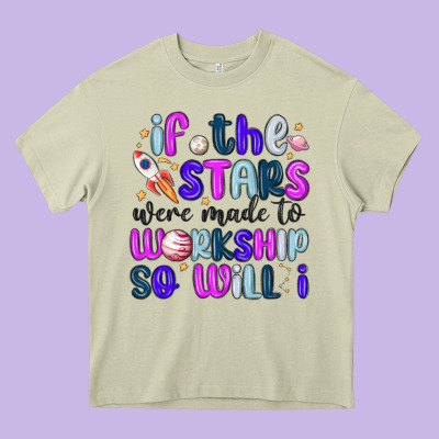 If The Stars Were Made To Worship So Will I Heavy Core Tee Designed By Maliassmallbusiness