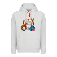 Dove Grey Baseball Frappe Coffee Premium Hoodie - FaDigitalArtStudio